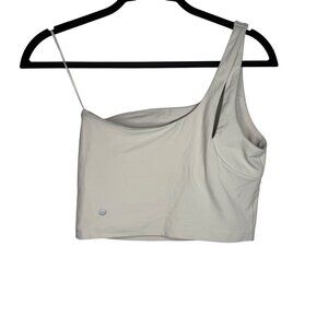Lululemon White Ribbed Nulu Asymmetrical One-Shoulder Yoga Crop Top Size 8